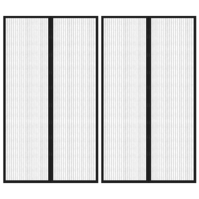 Zavesa proti mrčesu 2 kosa z magnetnimi bloki črna 200x80 cm