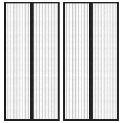 Zavesa proti mrčesu 2 kosa z magnetnimi bloki črna 210x90 cm