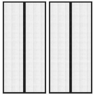 Zavesa proti mrčesu 2 kosa z magnetnimi bloki črna 220x110 cm