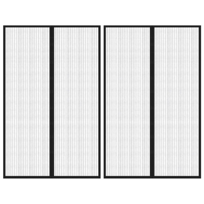 Zavesa proti mrčesu 2 kosa z magnetnimi bloki črna 220x130 cm