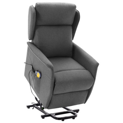 Masažni stol s funkcijo vstajanja svetlo sivo blago