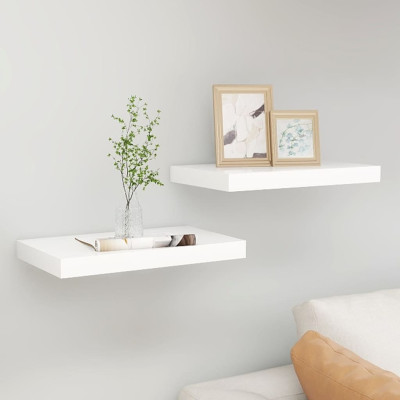 Stenske police 2 kosa barva hrasta in bela 50x23x3,8 cm MDF