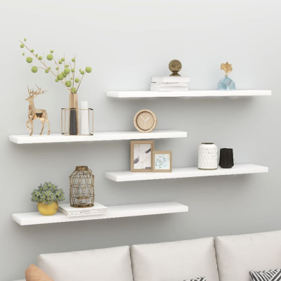 Stenske police 4 kosi barva hrasta in bele 120x23,5x3,8 cm MDF