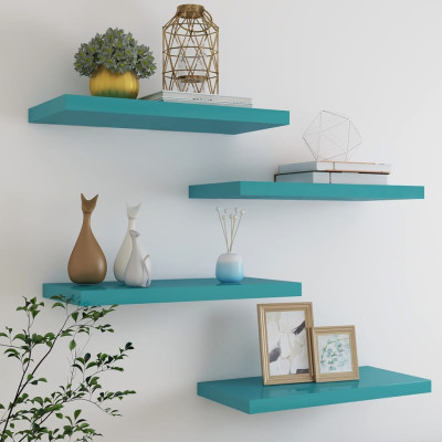 Stenske police 4 kosi modre 60x23,5x3,8 cm MDF