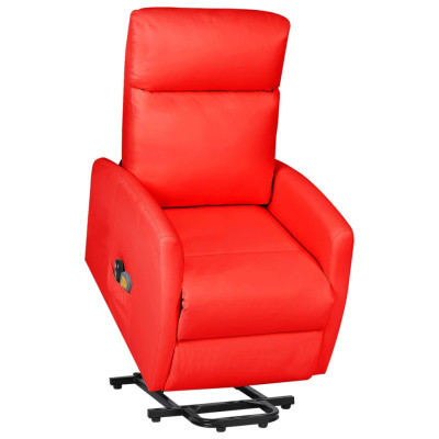 Masažni stol s funkcijo vstajanja rdeče umetno usnje