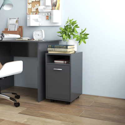 Stranska omarica s koleščki siva 33x38x60 cm iverna plošča