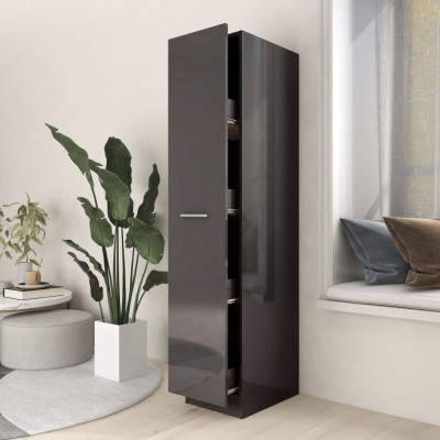 Lekarniška omara visok sijaj siva 30x42,5x150 cm iverna plošča