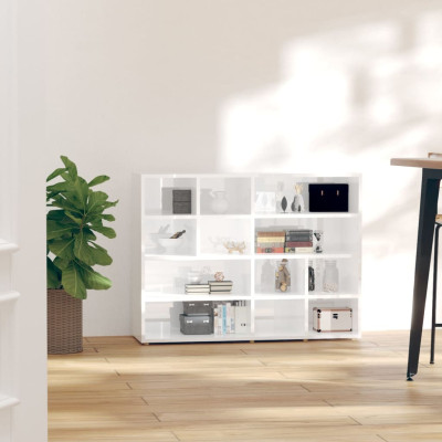 Stranska omarica visok sijaj bela 97x32x72 cm iverna plošča