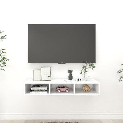 Stenska polica bela 102x30x17 cm iverna plošča