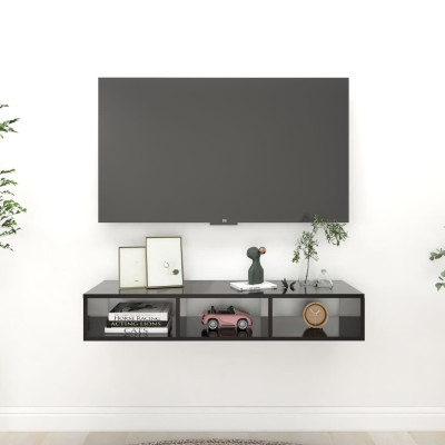 Stenska polica črna 102x30x17 cm iverna plošča