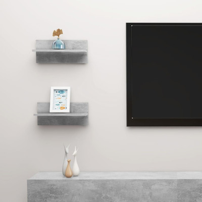Stenska polica 2 kosa betonsko siva 40x11,5x18 cm iverna plošča
