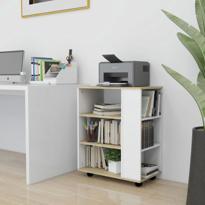 Omarica na kolesih bela in sonoma hrast 60x35x75 cm iverna pl.