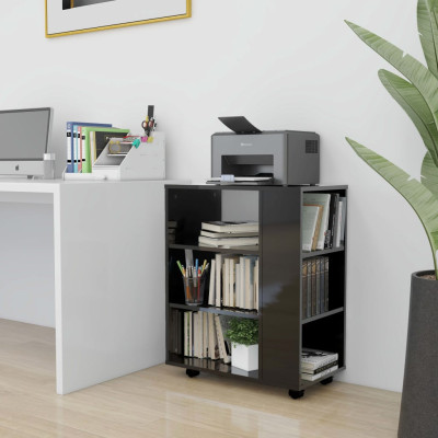 Omarica na kolesih visok sijaj črna 60x35x75 cm iverna plošča