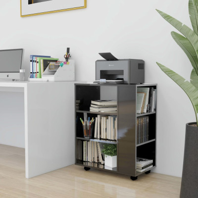 Omarica na kolesih visok sijaj siva 60x35x75 cm iverna plošča