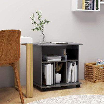 Omarica na kolesih visok sijaj siva 60x45x60 cm iverna plošča