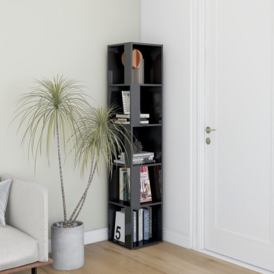 Kotna omarica visok sijaj siva 33x33x164,5 cm iverna plošča