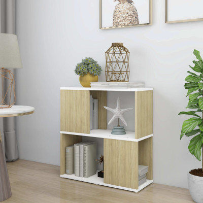 Knjižna omara bela in sonoma hrast 60x24x63 cm iverna plošča