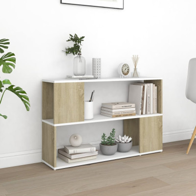 Knjižna omara bela in sonoma hrast 100x24x63 cm iverna plošča