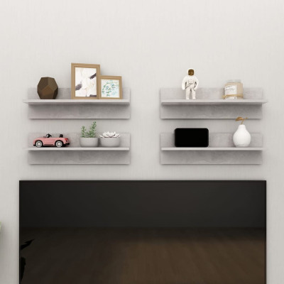 Stenske police 4 kosi betonsko sive 60x11,5x18 cm iverna plošča