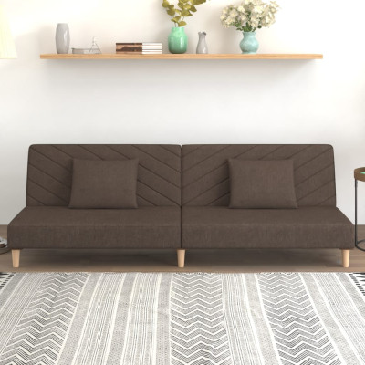 Kavč dvosed z ležiščem in dvema blazinama temno rjavo blago