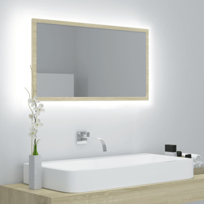 LED kopalniško ogledalo sonoma hrast 80x8,5x37 cm akril