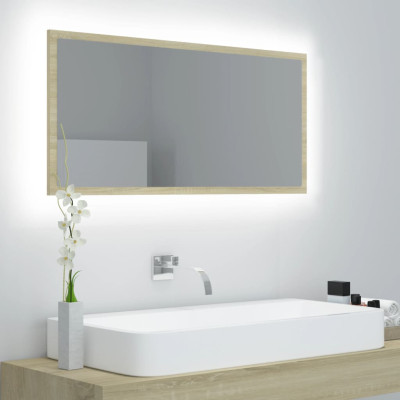 LED kopalniško ogledalo sonoma hrast 90x8,5x37 cm akril