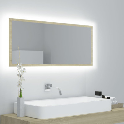 LED kopalniško ogledalo sonoma hrast 100x8,5x37 cm akril