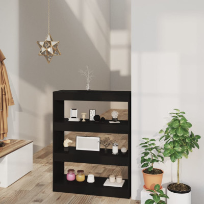 Knjižna omara/pregrada črna 80x30x103 cm konstruiran les