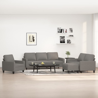 Sedežna garnitura 4-delna z blazinami temno sivo blago