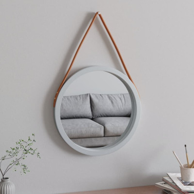 Stensko ogledalo s trakom srebrno Ø 45 cm