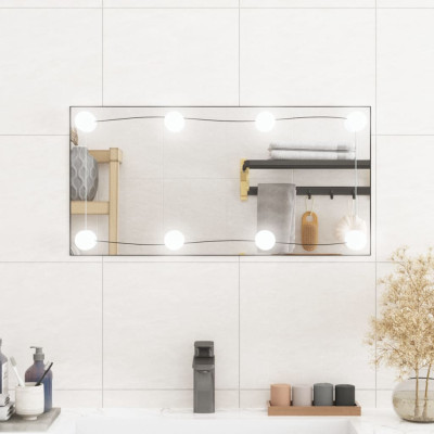 Stensko ogledalo z LED lučmi 30x60 cm stekleno pravokotno