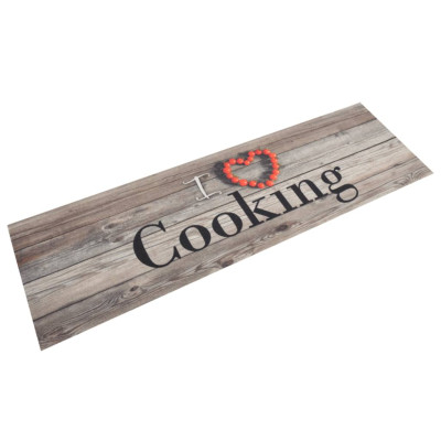 Kuhinjska preproga pralna napis Cooking siva 45x150 cm žamet
