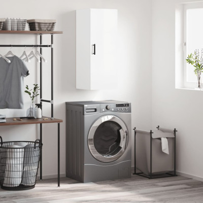 Stenska omarica visok sijaj bela 34,5x34x90 cm