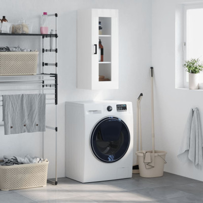 Stenska omarica visok sijaj bela 34,5x34x90 cm