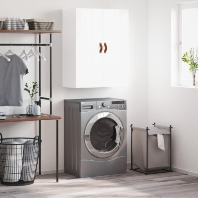 Stenska omarica visok sijaj bela 69,5x34x90 cm