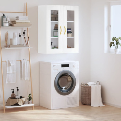 Stenska omarica visok sijaj bela 69,5x34x90 cm